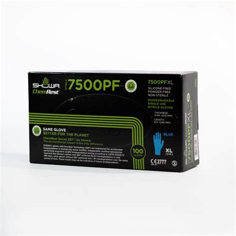 SHOWA 7500PF, Disposable Glove, 100% Nitrile, Silicone, Latex and