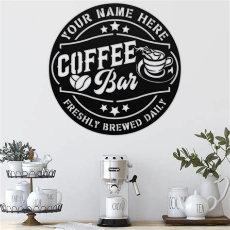 Personalized Coffee Bar Sign Custom Metal Name Signs Home Bar