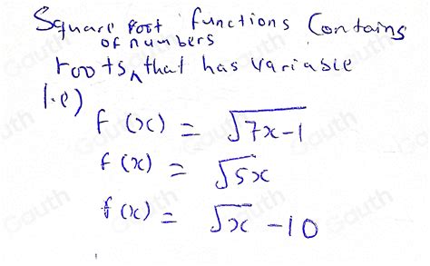 Solved 4 Place A Check Mark By The Square Root Functions Select All