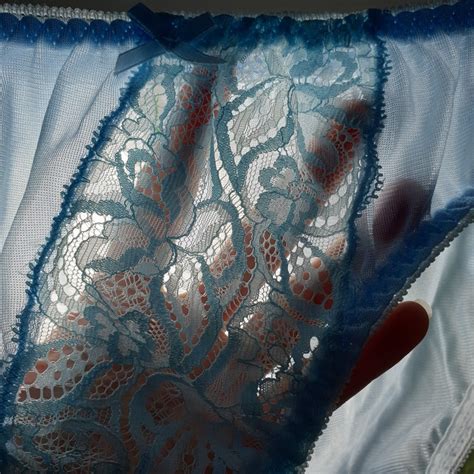 Vintage Silky Nylon Panties Blue Lace Bikini High Leg Brief Size 7 8 Hip 38 42 EBay