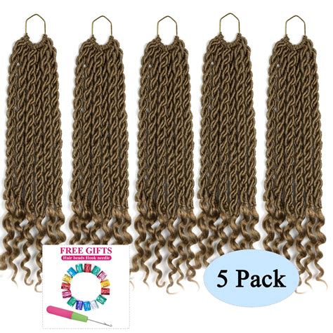 LELINTA 5 Bundles Crochet Braids Hair Extensions Synthetic Wavy Locs ...