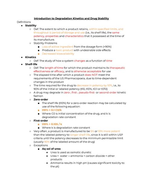 Pharmaceutics Ii Exam Final Introduction To Degradation