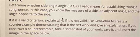 Solved Determine Whether Side Angle Angle Saa Is A Valid Me Geometry