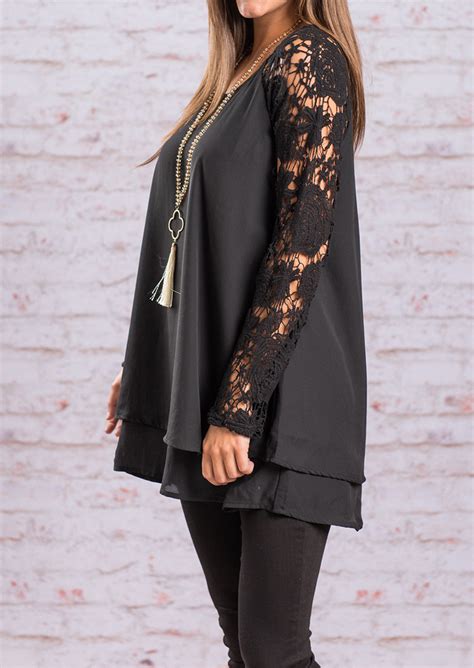 Solid Layered Lace Splicing Blouse Without Necklace Fairyseason