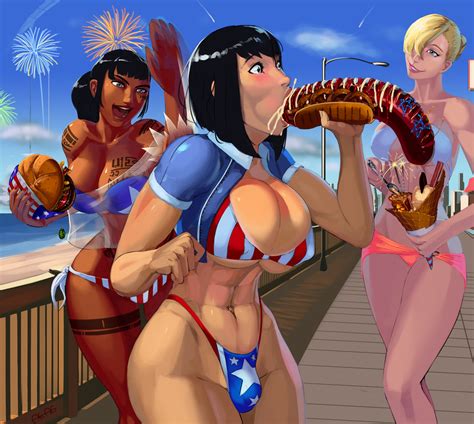 Rule 34 1futa 2girls 3girls 4th Of July Abs Aka6 American Flag