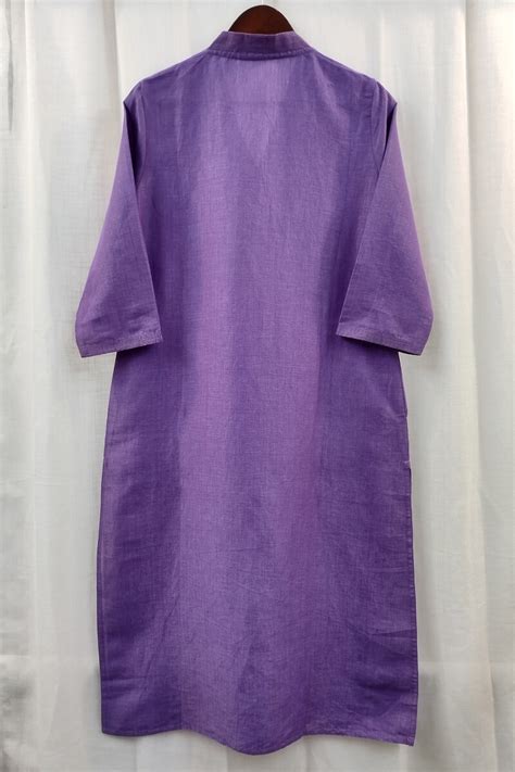 Buy Purple Handcrafted Straight Handloom Cotton Kurta For Women