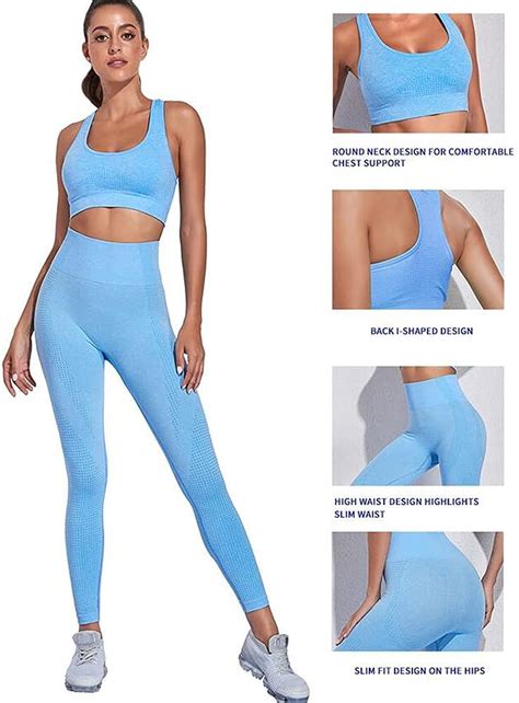 Donykarry 3 Teilig Trainingsanzug Damen Sport Leggings Gym Set Yoga