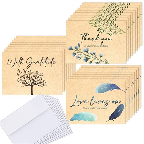 Buy T MARIE 24 Funeral Thank You Cards With Message Inside 4 5 X 6 25