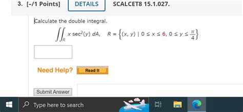 Solved Calculate The Double Integral Chegg