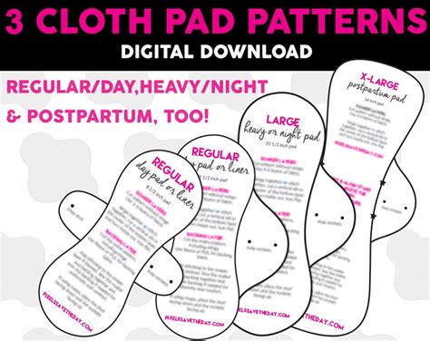 Pdf Cloth Menstrual Pad Pattern Pack Etsy Artofit