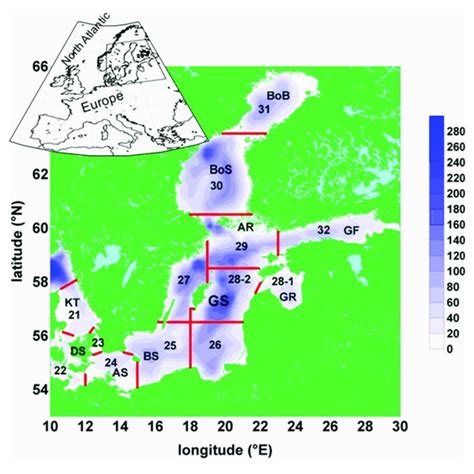 | Map of the Baltic Sea: Baltic Sea topography, its basins, and ICES ...