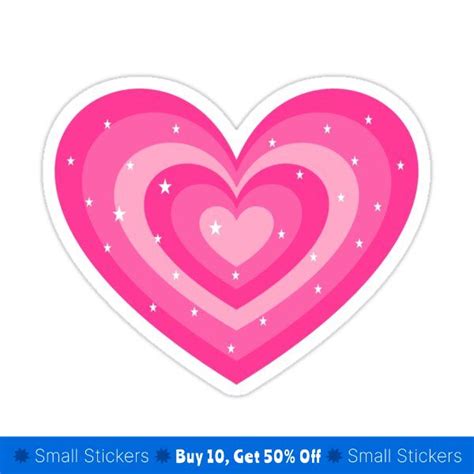 Pink Heart Shaped Sticker With Stars On It