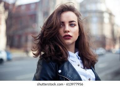 Leather Jacket Brunette Images Stock Photos Vectors Shutterstock