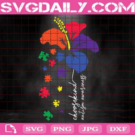 Choose Kind Flower Autism Awareness Svg Free Svg Illustrations