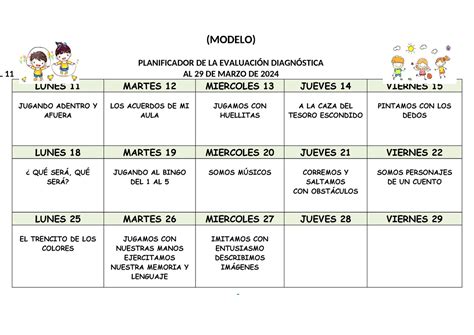 Planificador De La Evaluaci N Diagn Stica Marzo Modelo