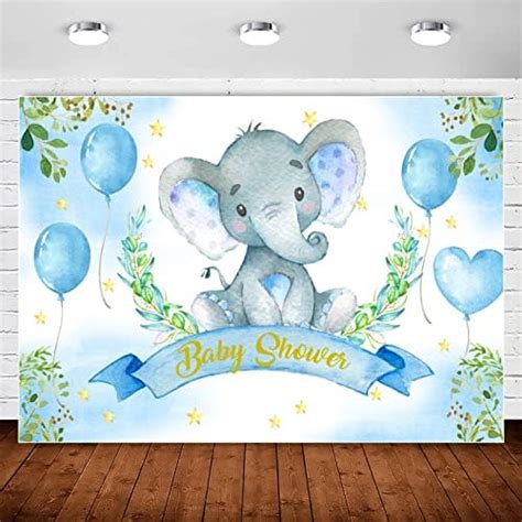 Amazon Avezano Elephant Boy Baby Shower Backdrop Blue Floral