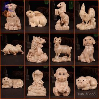 Peach Wood Twelve Zodiac Full Set Small Ornaments Rat Cow Tiger Rabbit