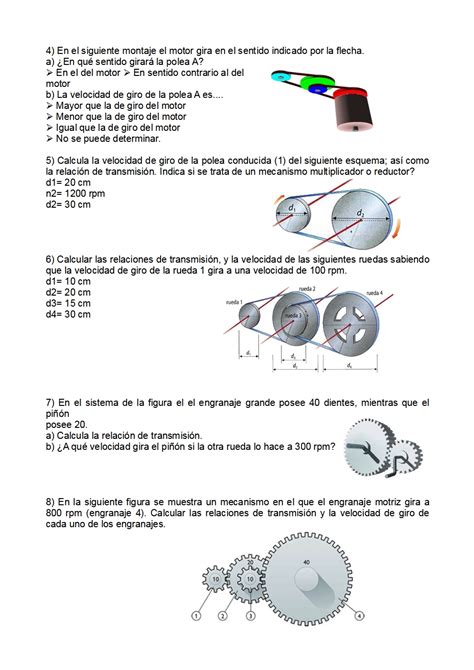 Profetecnologia Tecnolog A Eso Eso Ejercicios De Mecanismos