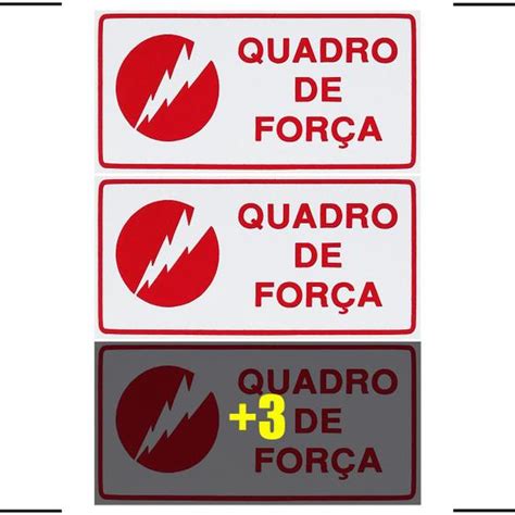 Combo 6 Placas De Sinalização Quadro De Força 20x10 Acesso X 742 F9e