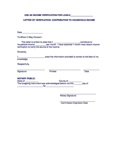 Notarized Letter Proof Of Income