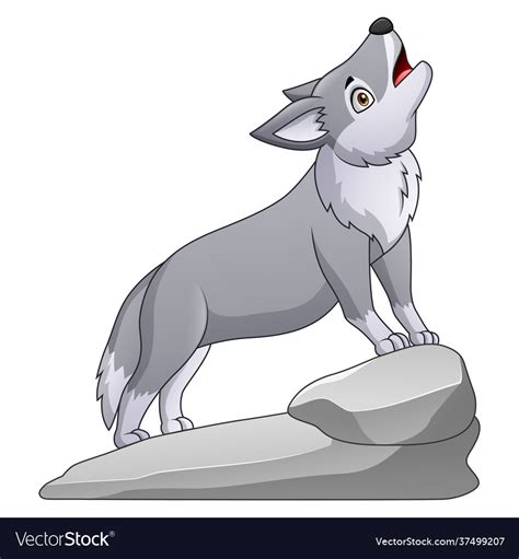 Gray Wolf Howling Cartoon