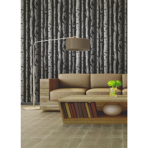 BREWSTER WALLCOVERING Papier Peint Arbre De Bouleau 20 5 Po Noir 2900