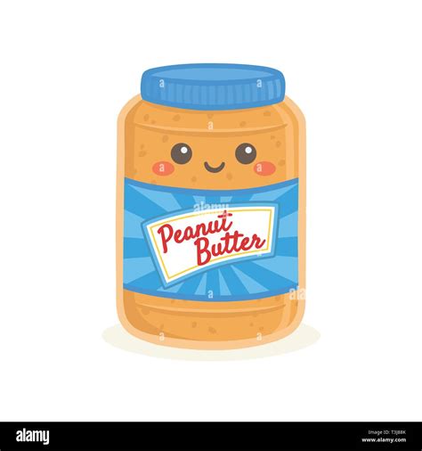 Cute Peanut Butter Bottle Jar Vector Illustration Cartoon Smile Stock