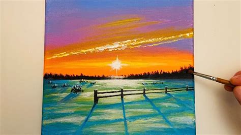 Winter Sunset / Acrylic Painting tutorial / STEP by STEP | Acrylbilder ...