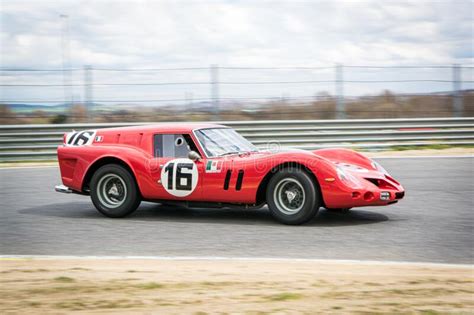 Red Ferrari 250 GT Breadvan In A Classic Car Race At The Jarama Circuit