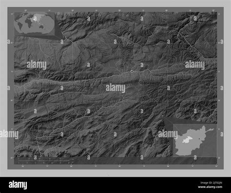 Ghor Province Of Afghanistan Grayscale Elevation Map With Lakes And