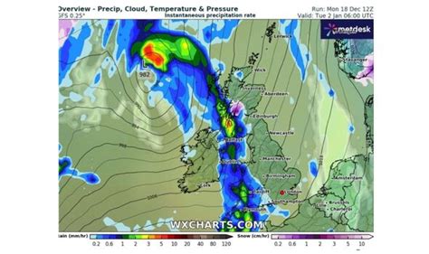 UK storm alert: First rain of 2024 predicted with 800-mile wall of rain sweeping across UK ...