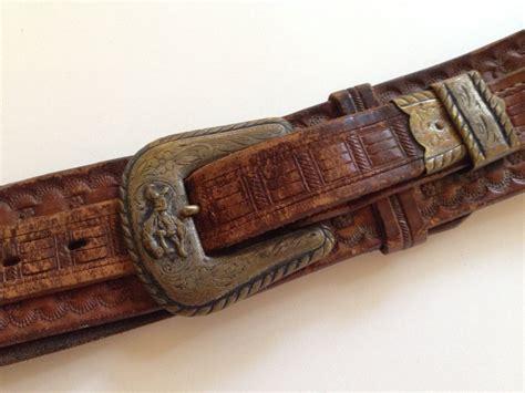 S Western Rodeo Cowboy Hand Tooled Leather Belt With Etsy Hand