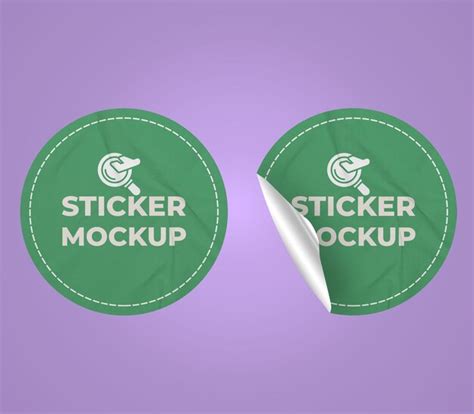 Sticker Mockup Design PSD Template Realistic Round Branding Tag Label