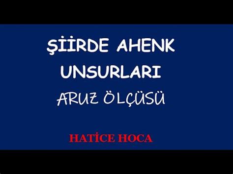 Rde Ahenk Unsurlari Aruz L S Youtube