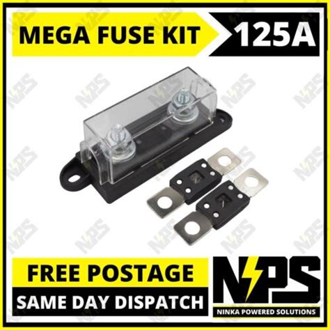 125a Mega Fuse Kit 1x Anm Holder 2x 125 Amp Fuses Dual Battery Sound System Ebay