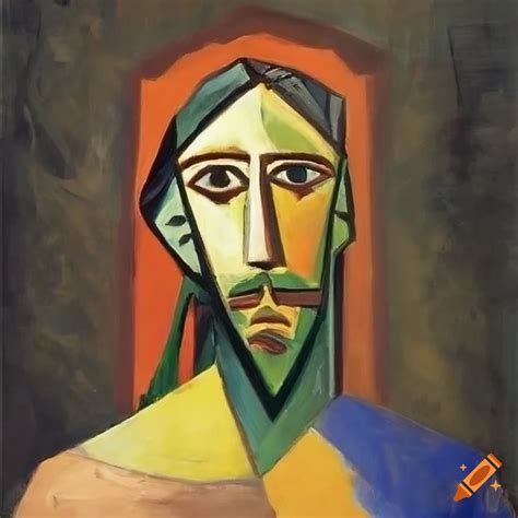 Cubist Painting Of Jesus By Pablo Picasso In Oil On Canvas On Craiyon