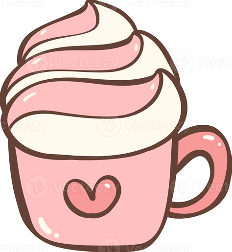 A Cup Of Hot Coffee With Latte Art Doodle Outline 29937401 PNG