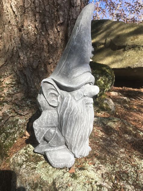 Gnome Statue Garden Gnome Cement Statue Painted Concrete Etsy