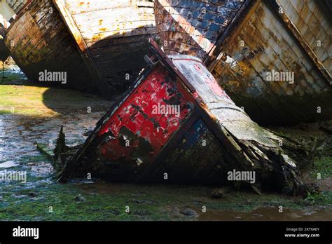 Rotting Wooden Sailing Vessels At Pin Mill On The River Orwell Surrey