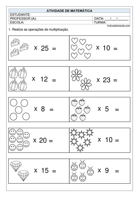 Atividades de Multiplicação para 5º Ano Click Escolar