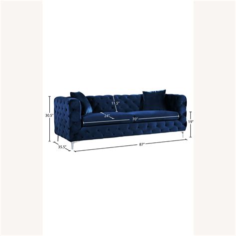 Home Meridian Navy Velvet Sofa - AptDeco