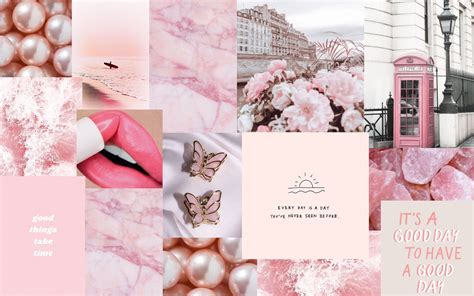 Aesthetic Pink Digital Wallpaperbakckground Collage Laptop Etsy Uk