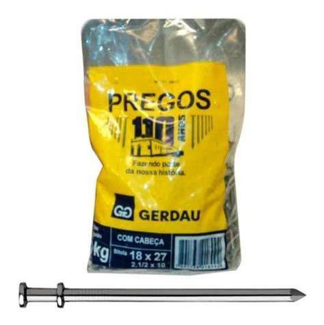 Prego Gerdau Cabeça Dupla 18x27 Gerdau 1 Kg C Nota Fiscal Mercadolivre