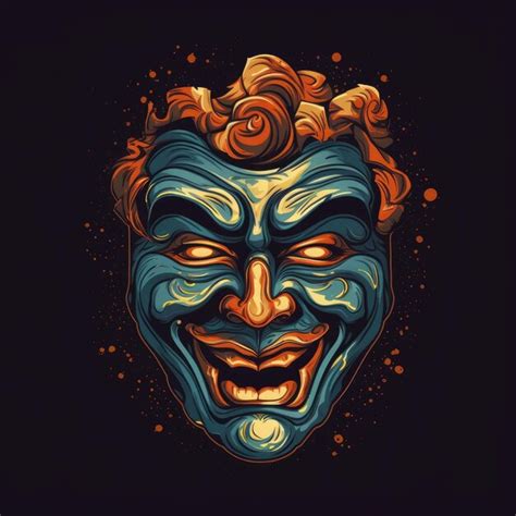 Premium Ai Image Theater Mask Vector Illustration For T Shirt Drawn