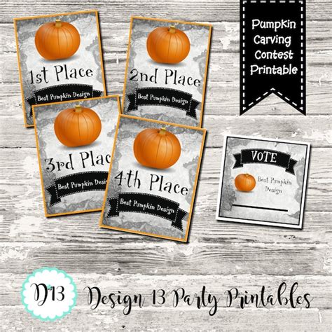 Pumpkin Carving Contest Voting Cards And Awards Digital Printable