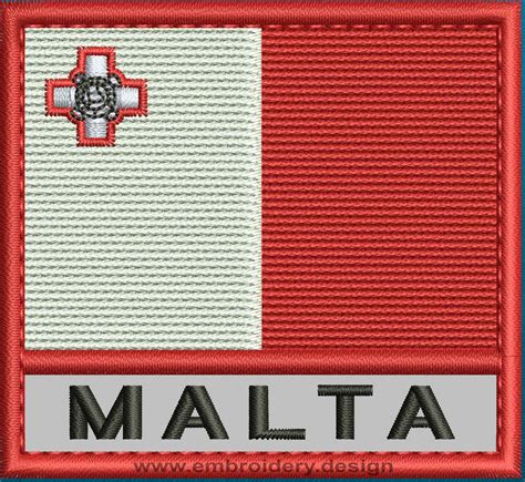 Design Embroidery Flag Of Malta With Text Caption And Colour Trim By