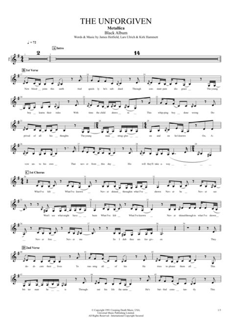 The Unforgiven Tab by Metallica (Guitar Pro) - Full Score | mySongBook