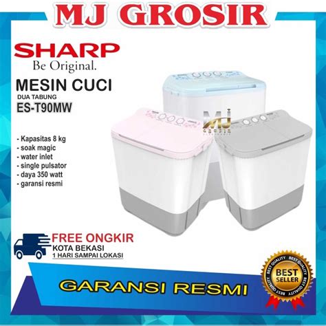 Jual MESIN CUCI SHARP EST 90 MW 9KG 2 TABUNG 90MW 9 KG PURE MAGIC LOW