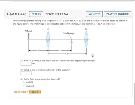 Solved Two Converging Lenses Having Focal Lengths Of F