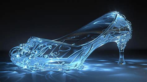 Premium Photo Elegant Glass Slipper With Patterns Cinderellas Shoe 3d